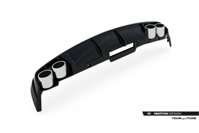 Maxton Design Heckdiffusor mit Endrohr Attrappe Schwarz für Audi A6 C8 2018-2025