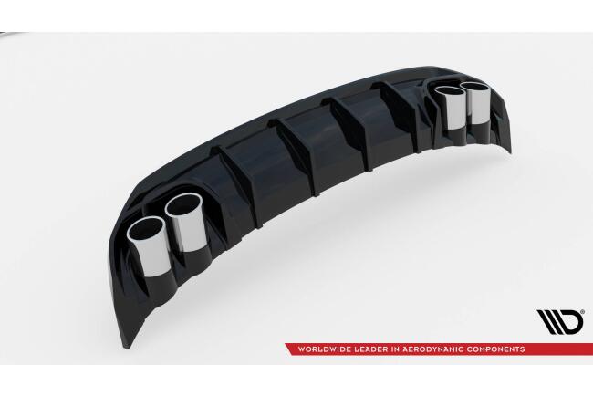 B-Ware Maxton Design Heckdiffusor mit Sportauspuff Attrappe Schwarz für Audi A3 S-Line Limousine 8Y