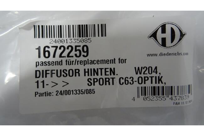 B-Ware Heckdiffusor AMG-Look für Mercedes W204 Facelift ab 2011 AMG-Line matt schwarz