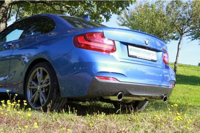 Eisenmann Edelstahl Klappenauspuff für BMW 2er 230i (F23 LCI) Cabrio (2.0 Turbo, 252 PS) Endrohre 2x90mm rund, mit EG-Genehmigung