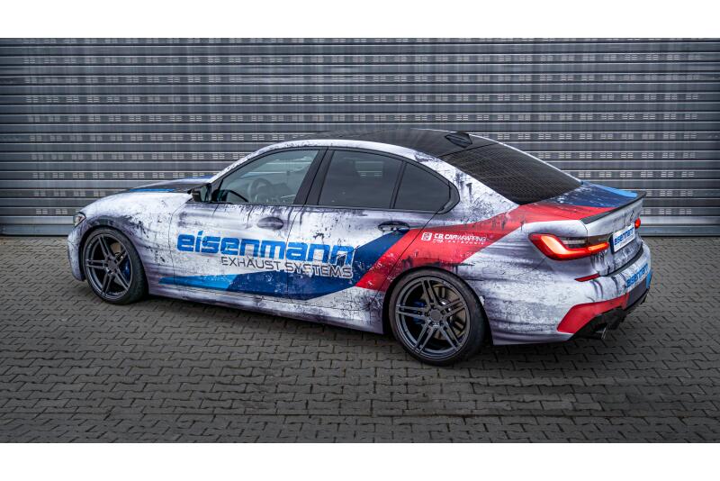 Eisenmann Edelstahl Klappenauspuff für BMW 4er 430i (G23) Cabrio (2.0 Turbo, 258 PS) Endrohre 2x90mm rund schwarz LeMans Design, mit EG-Genehmigung