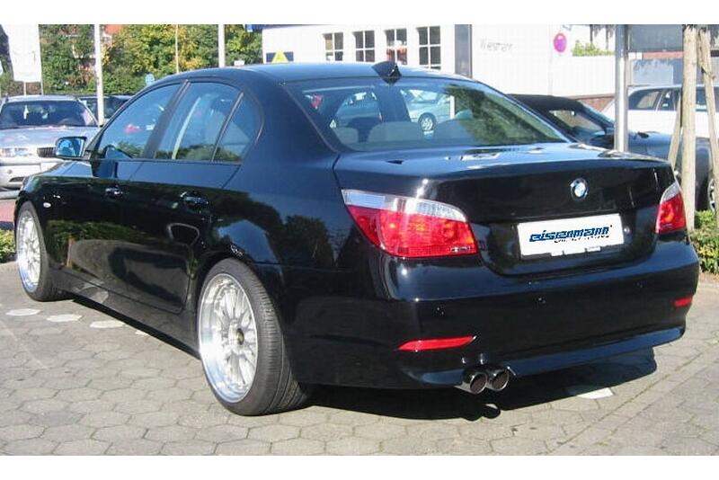 Eisenmann Edelstahl Klappenauspuff für BMW 5er 540i (E60) Limousine (4.0 V8, 306 PS) Endrohre 2x76mm rund, mit EG-Genehmigung