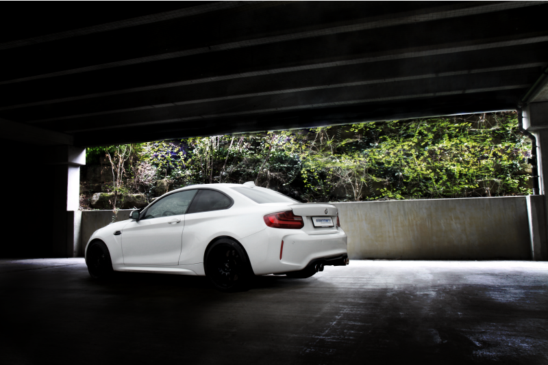 Eisenmann Edelstahl Klappenauspuff für BMW M2 Competition (F87) Coupe (3.0 Biturbo, 410 PS) Endrohre 4x90mm rund schwarz Signature Design, mit EG-Genehmigung