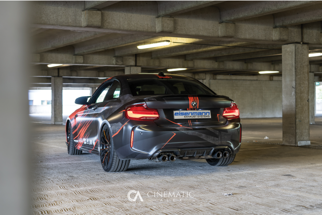 Eisenmann Edelstahl Klappenauspuff für BMW M2 Competition (F87) Coupe (3.0 Biturbo, 410 PS) Endrohre 4x90mm rund schwarz Signature Design, mit EG-Genehmigung