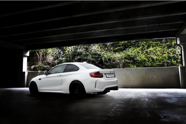 Eisenmann Edelstahl Klappenauspuff für BMW M2 Competition (F87) Coupe (3.0 Biturbo, 410 PS) Endrohre 4x90mm rund schwarz LeMans Design, mit EG-Genehmigung