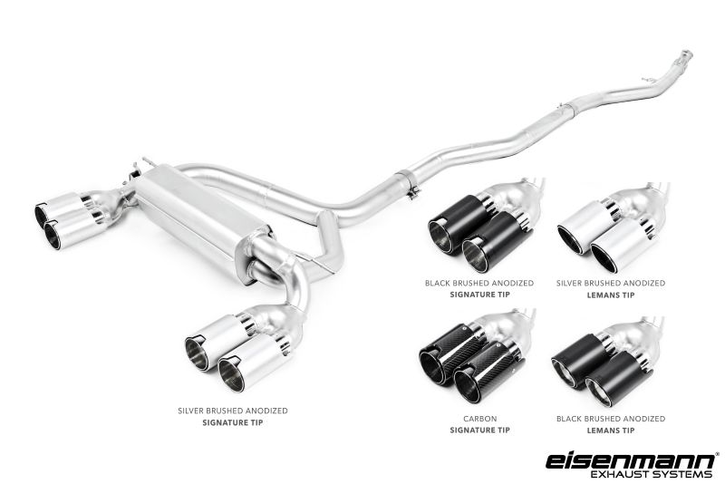 Eisenmann Edelstahl Klappenauspuff für BMW M2 (F87) Coupe Automatik (3.0L Turbo, 370 PS) Endrohre 4x90mm rund schwarz Signature Design, mit EG-Genehmigung