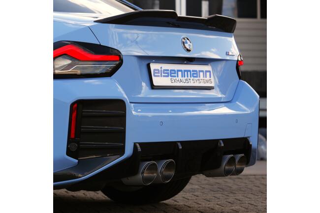 Eisenmann Edelstahl Klappenauspuff für BMW M2 (G87) Coupe (3.0 Biturbo, 460 PS) Endrohre 4x90mm rund Carbon, mit EG-Genehmigung