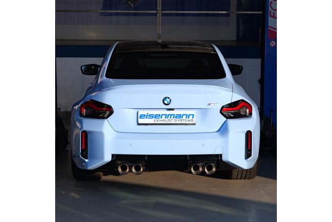 Eisenmann Edelstahl Klappenauspuff für BMW M2 (G87) Coupe (3.0 Biturbo, 460 PS) Endrohre 4x90mm rund Carbon, mit EG-Genehmigung