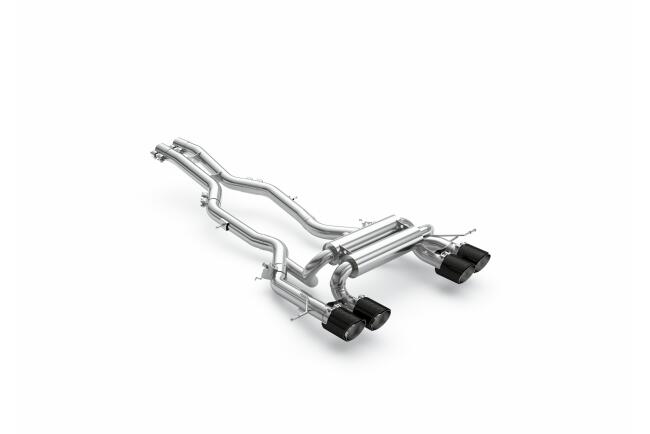 Eisenmann Edelstahl Klappenauspuff für BMW M2 (G87) Coupe (3.0 Biturbo, 460 PS) Endrohre 4x90mm rund Carbon, mit EG-Genehmigung
