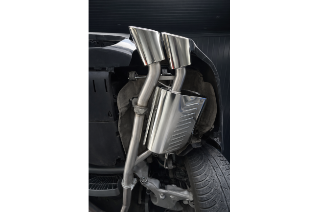Eisenmann Edelstahl Klappenauspuff für BMW M5 (E60) Limousine (5.0 V10, 507 PS) Endrohre 4x120x77mm oval, mit ECE-Genehmigung