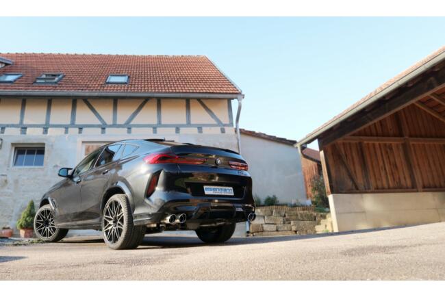 Eisenmann Edelstahl Klappenauspuff für BMW X6M Competition (F96) (4.4 V8 Biturbo, 625 PS) Endrohre 4x100mm rund, mit EG-Genehmigung