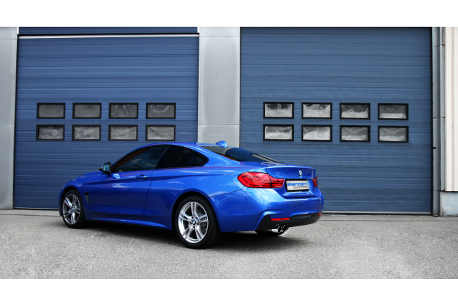 Eisenmann Edelstahl Sportauspuff für BMW 4er 420i / 420i xDrive (F33) Cabrio (2.0 Turbo, 184 PS) Endrohre 2x76mm rund, mit EG-Genehmigung