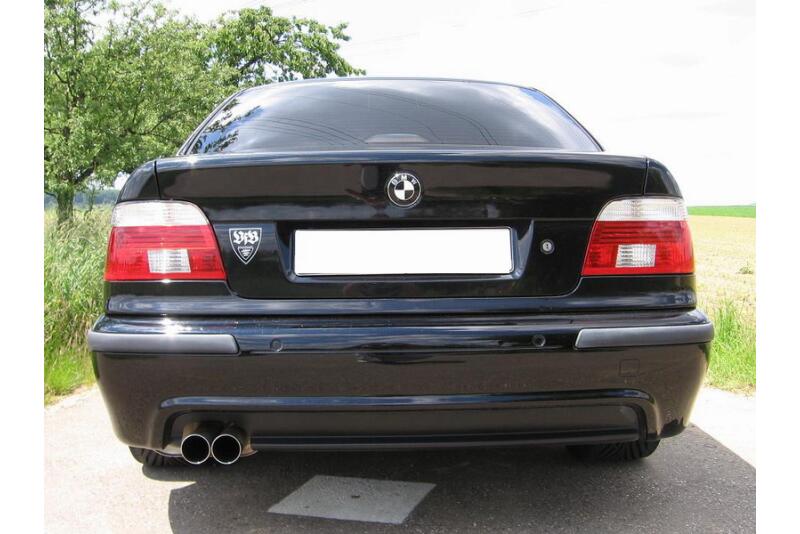 Eisenmann Edelstahl Sportauspuff für BMW 5er 540i (E39) Limousine (4.4 V8, 286 PS) Endrohre 2x76mm rund für M-Paket-Heckschürze