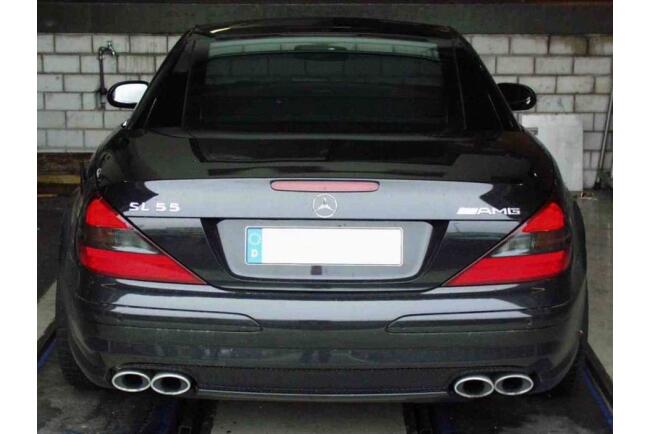 Eisenmann Edelstahl Sportauspuff für Mercedes SL55 AMG (R230) Roadster (5.4 V8, 476/500 PS) Endrohre 4x120x77mm oval