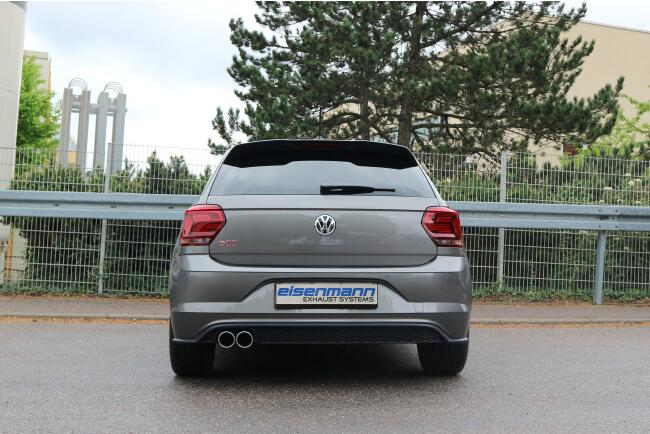Eisenmann Edelstahl Sportauspuff für VW Polo VI GTI (AW) (2.0 TSI OPF, 200 PS) Endrohre 2x90mm rund schräg, mit EG-Genehmigung
