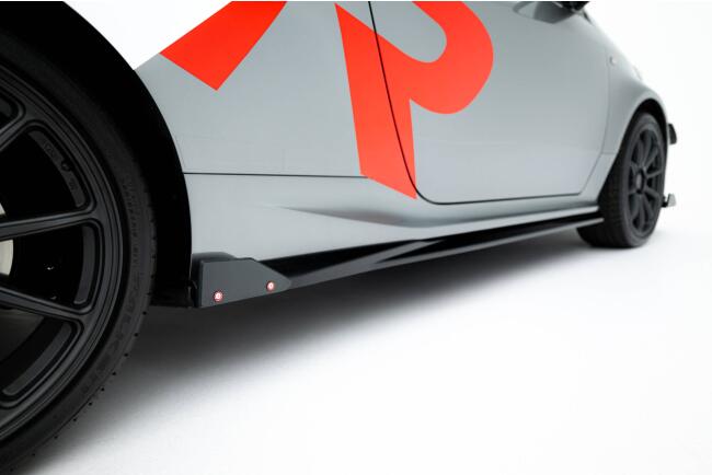 Maxton Design Seitenschweller (Paar) mit Flaps für Toyota GR Yaris Mk4 Facelift Hochglanz schwarz