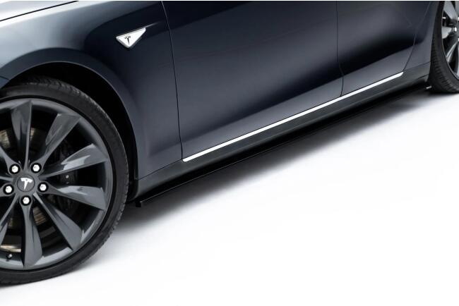 Maxton Design Seitenschweller (Paar) V.1 für Tesla Model S Mk1 Hochglanz schwarz