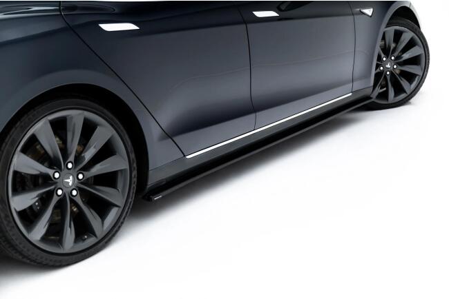 Maxton Design Seitenschweller (Paar) V.1 für Tesla Model S Mk1 Hochglanz schwarz
