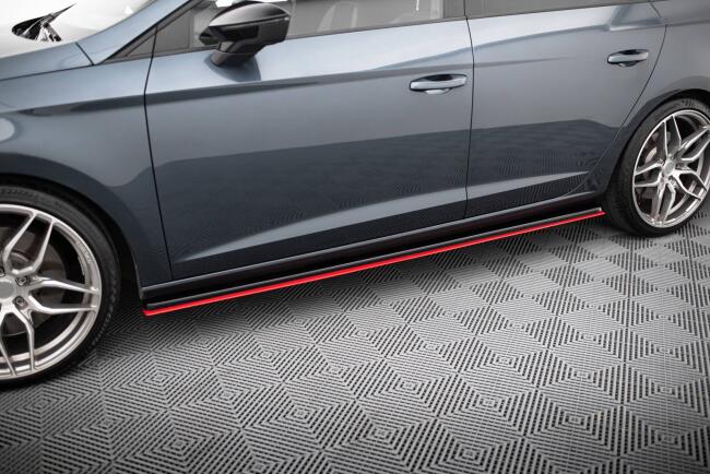Maxton Design Seitenschweller (Paar) V.3 für Seat Leon Mk3 Cupra / FR Facelift Hochglanz schwarz