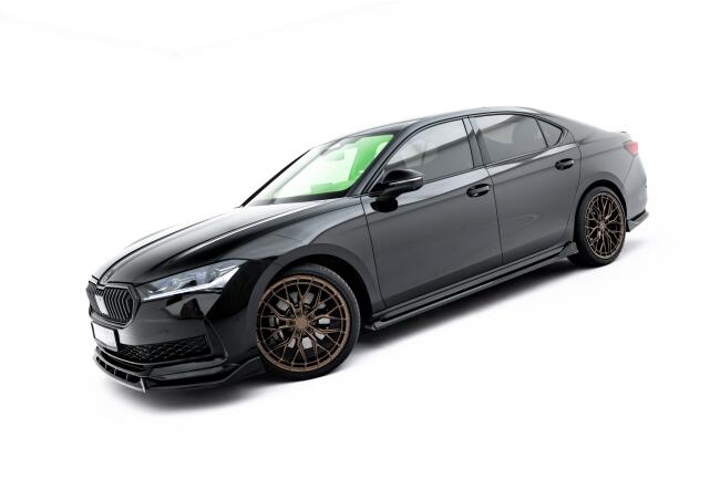 Maxton Design Seitenschweller (Paar) V.2 für Skoda Superb Sportline Mk4 Hochglanz schwarz