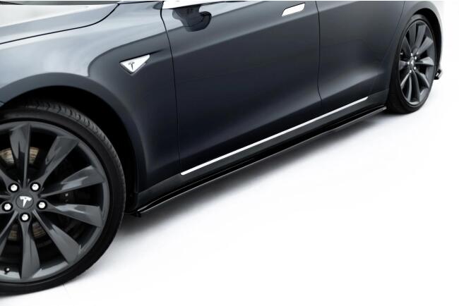 Maxton Design Seitenschweller (Paar) V.2 für Tesla Model S Mk1 Hochglanz schwarz