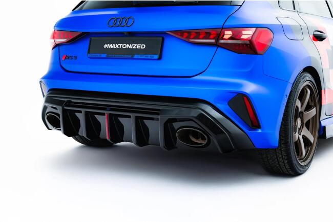 Maxton Design Heckdiffusor für Audi RS3 Limousine 8Y Facelift (Version mit Originalreflektor) (2024-) Hochglanz schwarz