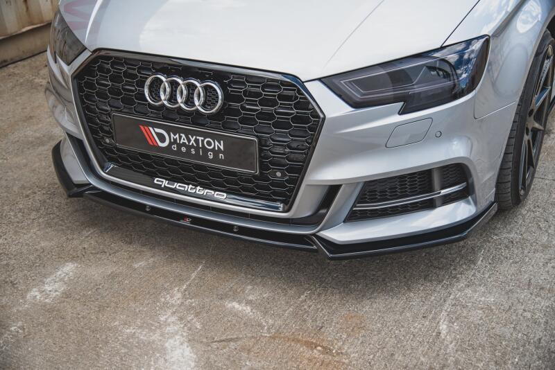 B-Ware Maxton Design Frontlippe V.3 für Audi S3 / A3 S-Line 8V Facelift (Limousine und Cabrio) Hochglanz schwarz