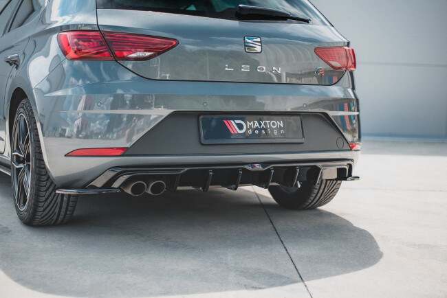 B-Ware Maxton Design Heckdiffusor für Seat Leon III (Typ 5F) FR Facelift Hochglanz schwarz