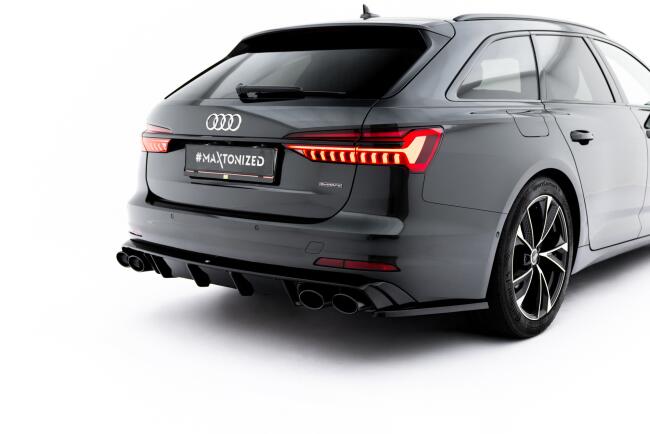 B-Ware Maxton Design Heckdiffusor mit Endrohr Attrappe Schwarz für Audi A6 C8 2018-2025