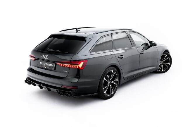 B-Ware Maxton Design Heckdiffusor mit Endrohr Attrappe Schwarz für Audi A6 C8 2018-2025
