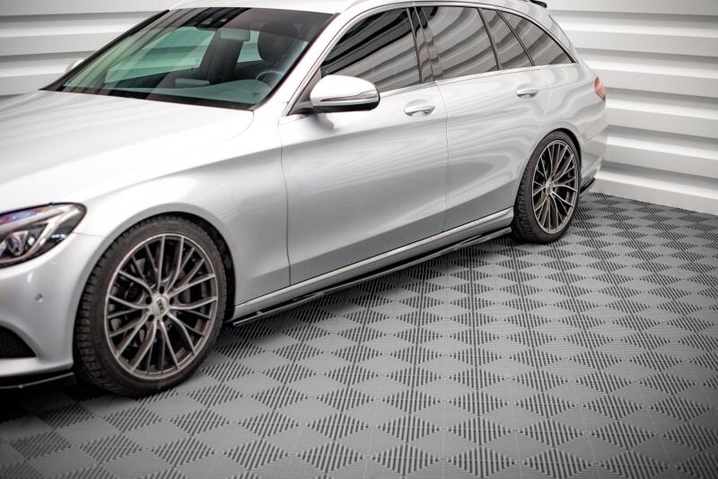 B-Ware Maxton Design Seitenschweller (Paar) für Mercedes C-Klasse W205 Hochglanz schwarz