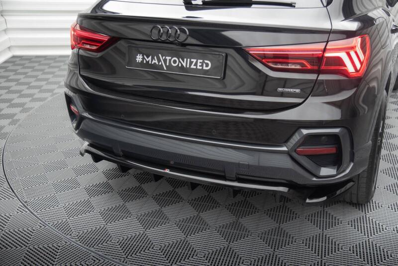 B-Ware Maxton Design mittlerer Heckdiffusor DTM Look für Audi Q3 Sportback F3 Hochglanz schwarz