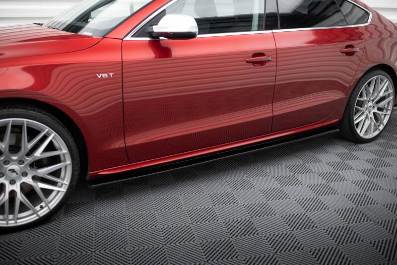 B-Ware Maxton Design Seitenschweller (Paar) für Audi S5 / A5 / A5 S-Line B8 8T Sportback (vor und nach Facelift) Hochglanz schwarz