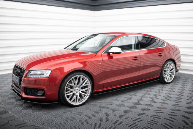 B-Ware Maxton Design Seitenschweller (Paar) für Audi S5 / A5 / A5 S-Line B8 8T Sportback (vor und nach Facelift) Hochglanz schwarz