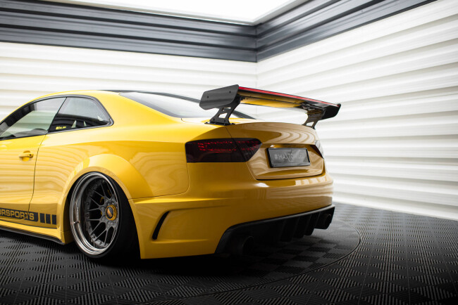 Maxton Design Carbon Heckflügel Heckspoiler mit Standfuß außen und LED für Audi A5 Coupe 8T