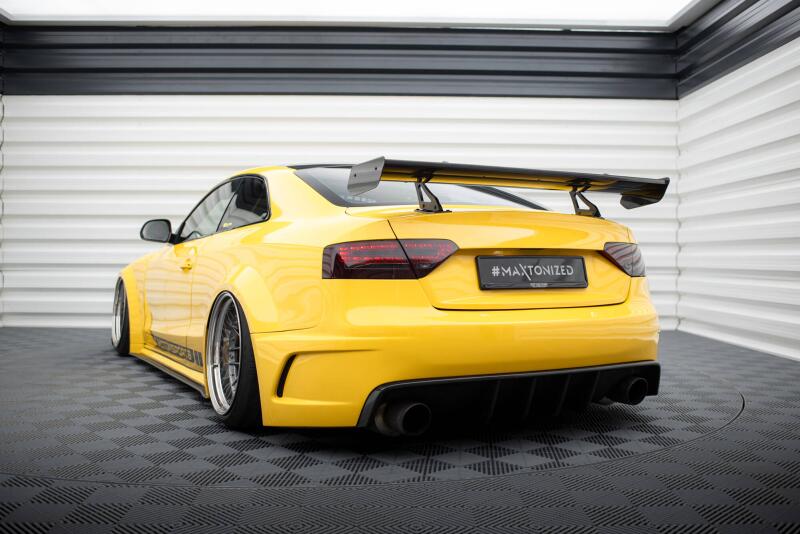 Maxton Design Carbon Heckflügel Heckspoiler mit Schwanenhals Halterungen für Audi A5 Coupe 8T