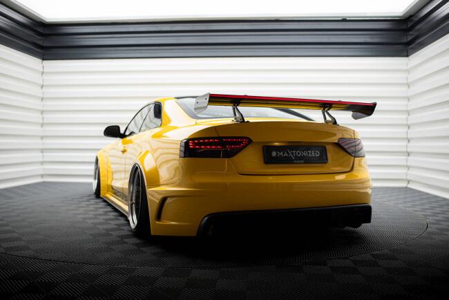 Maxton Design Carbon Heckflügel Heckspoiler mit Schwanenhals Halterungen und LED für Audi A5 Coupe 8T