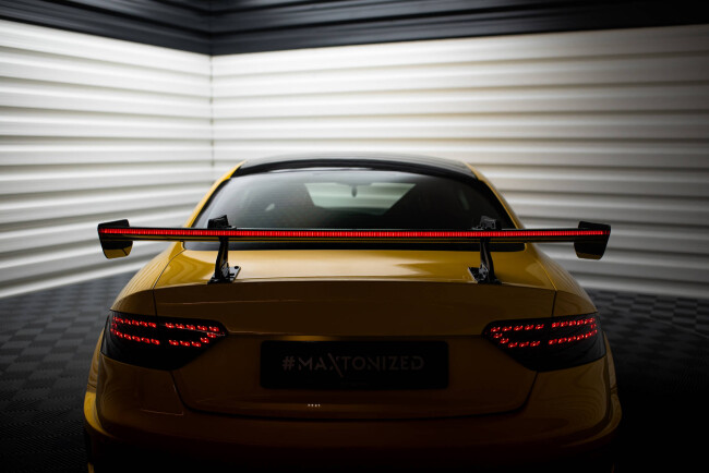 Maxton Design Carbon Heckflügel Heckspoiler mit Schwanenhals Halterungen und LED für Audi A5 Coupe 8T