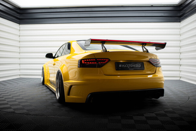 Maxton Design Carbon Heckflügel Heckspoiler mit Schwanenhals Halterungen und LED für Audi A5 Coupe 8T