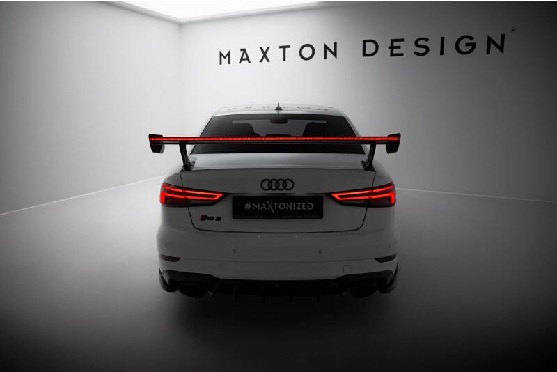 Maxton Design Carbon Heckflügel Heckspoiler mit Standfuß außen und LED für Audi A3 / A3 S-Line / S3 / RS3 Limousine 8V / 8V Facelift