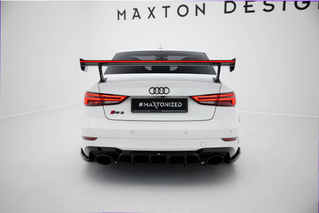 Maxton Design Carbon Heckflügel Heckspoiler mit Standfuß außen und LED für Audi A3 / A3 S-Line / S3 / RS3 Limousine 8V / 8V Facelift