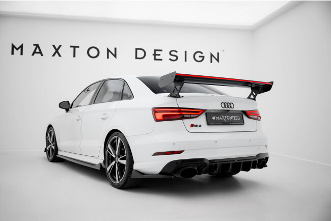 Maxton Design Carbon Heckflügel Heckspoiler mit Standfuß außen und LED für Audi A3 / A3 S-Line / S3 / RS3 Limousine 8V / 8V Facelift