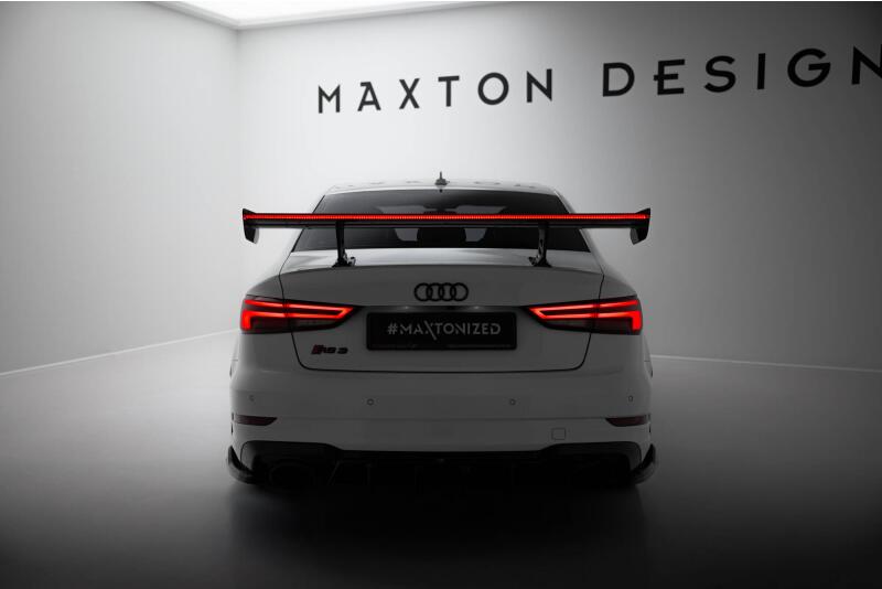 Maxton Design Carbon Heckflügel Heckspoiler mit Standfuß innen und LED für Audi A3 / A3 S-Line / S3 / RS3 Limousine 8V / 8V Facelift