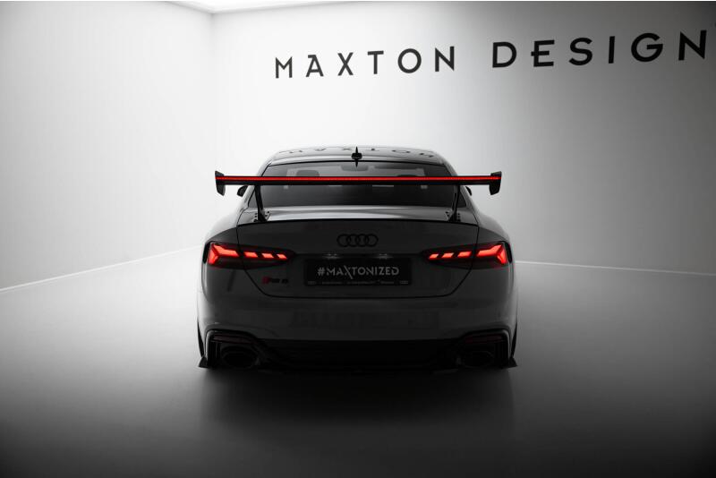 Maxton Design Carbon Heckflügel Heckspoiler mit Standfuß außen V.1 und LED für Audi A5 / A5 S-Line / S5 / RS5 Coupe F5 / F5 Facelift