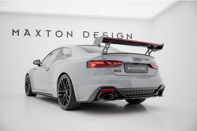 Maxton Design Carbon Heckflügel Heckspoiler mit Standfuß außen V.1 und LED für Audi A5 / A5 S-Line / S5 / RS5 Coupe F5 / F5 Facelift