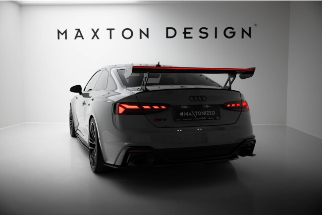 Maxton Design Carbon Heckflügel Heckspoiler mit Standfuß außen V.1 und LED für Audi A5 / A5 S-Line / S5 / RS5 Coupe F5 / F5 Facelift