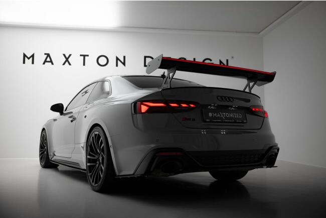 Maxton Design Carbon Heckflügel Heckspoiler mit Standfuß außen V.1 und LED für Audi A5 / A5 S-Line / S5 / RS5 Coupe F5 / F5 Facelift