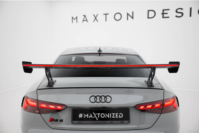Maxton Design Carbon Heckflügel Heckspoiler mit Standfuß außen V.1 und LED für Audi A5 / A5 S-Line / S5 / RS5 Coupe F5 / F5 Facelift