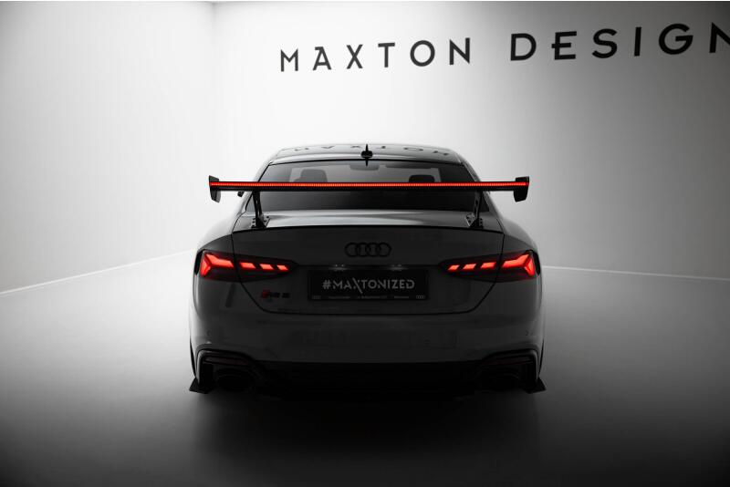 Maxton Design Carbon Heckflügel Heckspoiler mit Standfuß außen V.2 und LED für Audi A5 / A5 S-Line / S5 / RS5 Coupe F5 / F5 Facelift