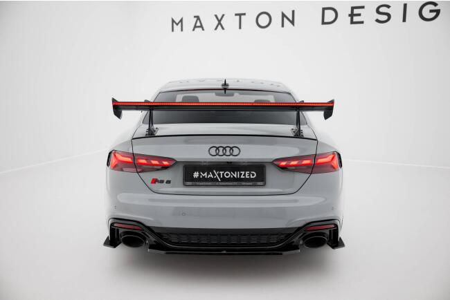 Maxton Design Carbon Heckflügel Heckspoiler mit Schwanenhals Halterungen und LED für Audi A5 / A5 S-Line / S5 / RS5 Coupe F5 / F5 Facelift